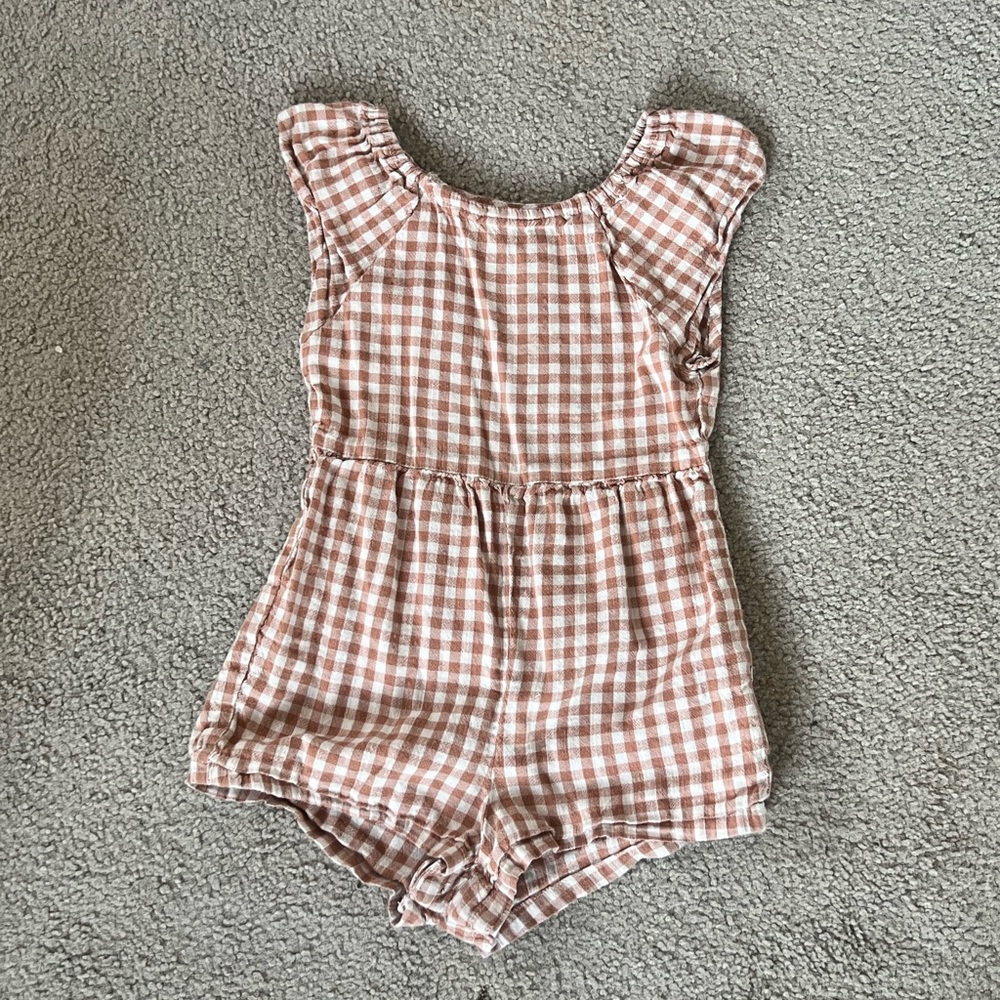 Old Navy Toddler Fall Colored Plaid Romper size 18-24